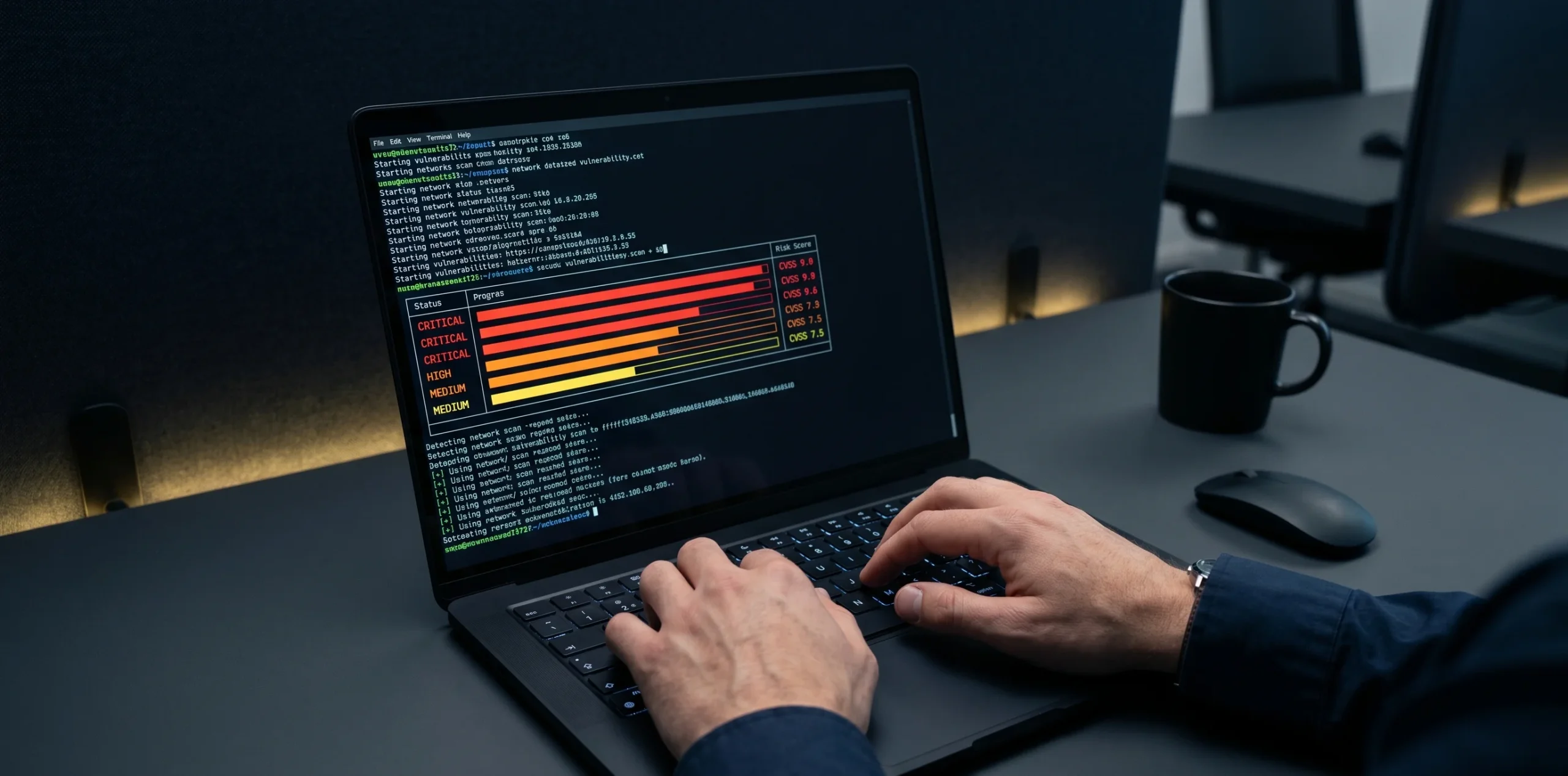 vm Vulnerability assessment scan identifying security weaknesses in a small business network
